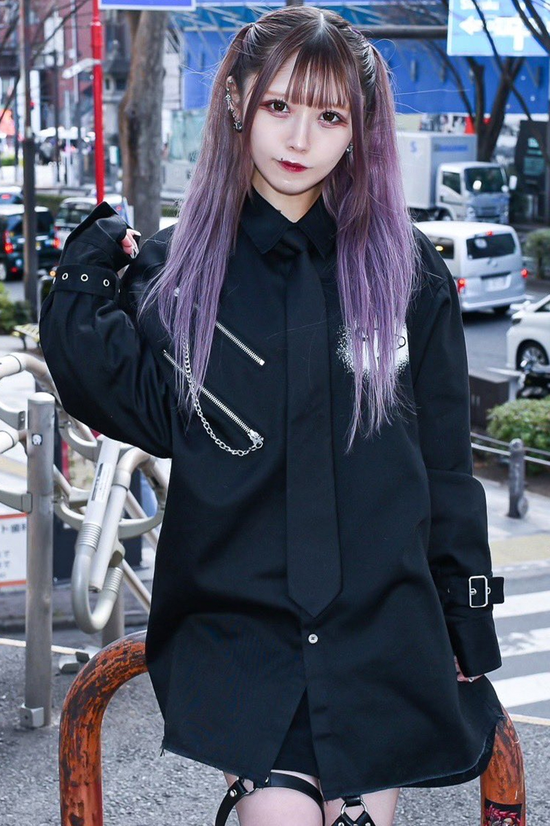 TRAVAS TOKYO【トラバストーキョー】 "REVENGE PUNKS" Necktie shirts BLACK