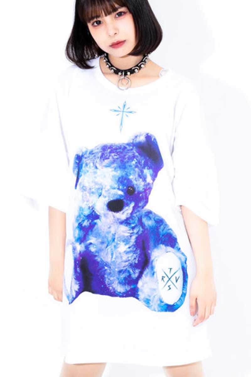 TRAVAS TOKYO Furry bearビッグTシャツ White