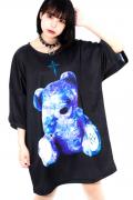 TRAVAS TOKYO Furry bearビッグTシャツ Black×Blue