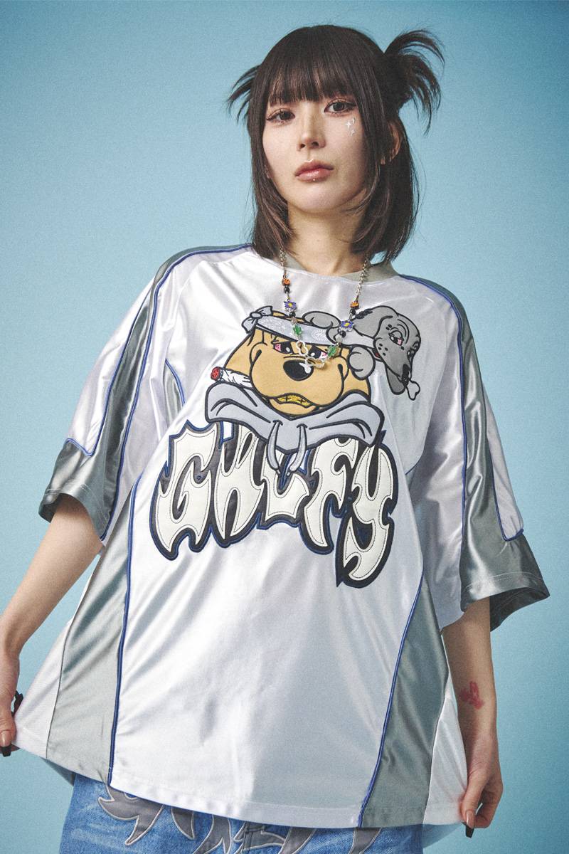 GALFY (ガルフィー) 病みに争いしサイバーTシャツ - White