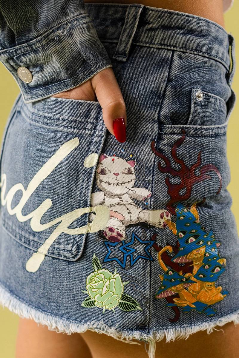 RIPNDIP (リップンディップ) TRAVIS DENIM SKIRT - Light Wash