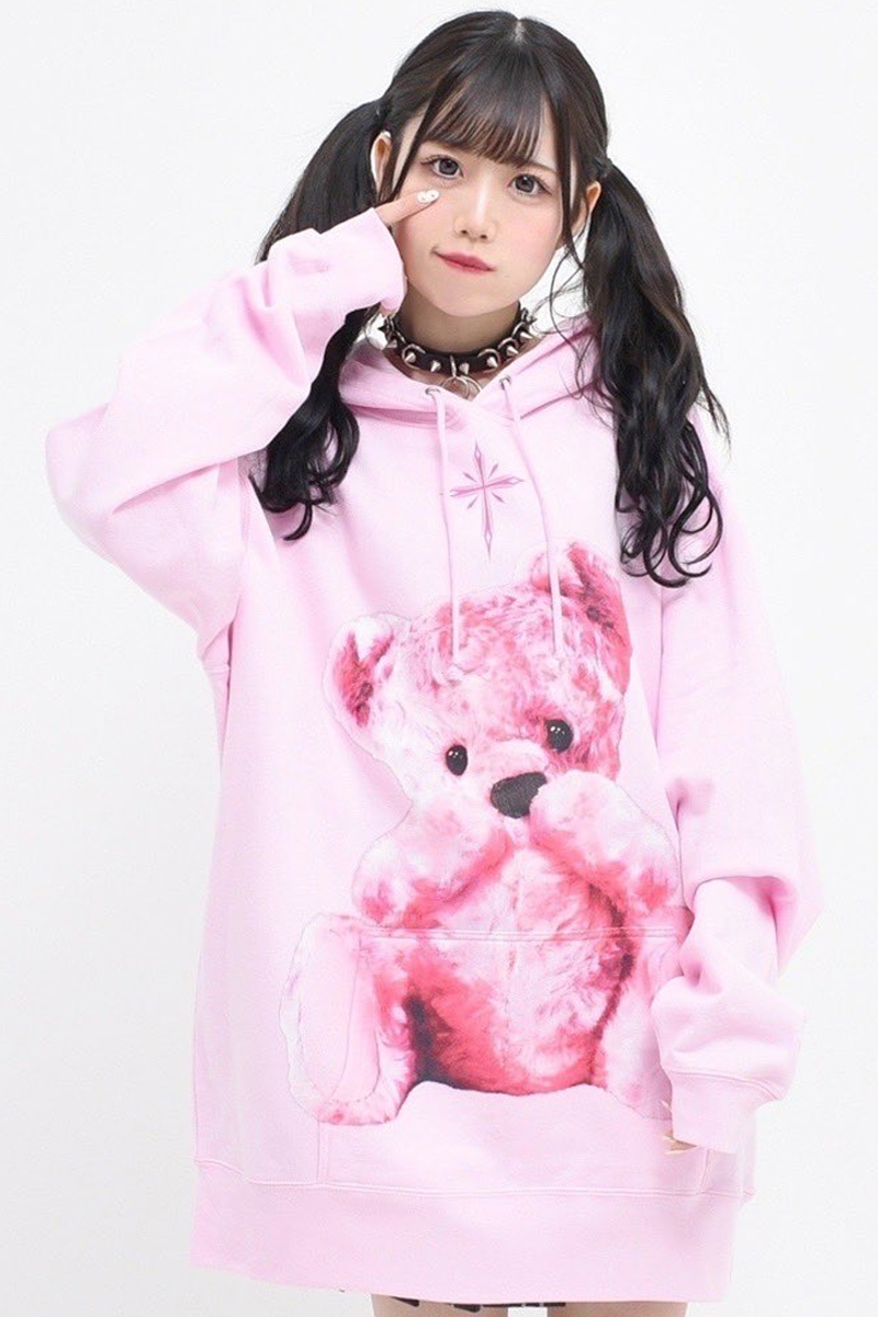TRAVAS TOKYO【トラバストーキョー】Furry bear Hoodie Pink