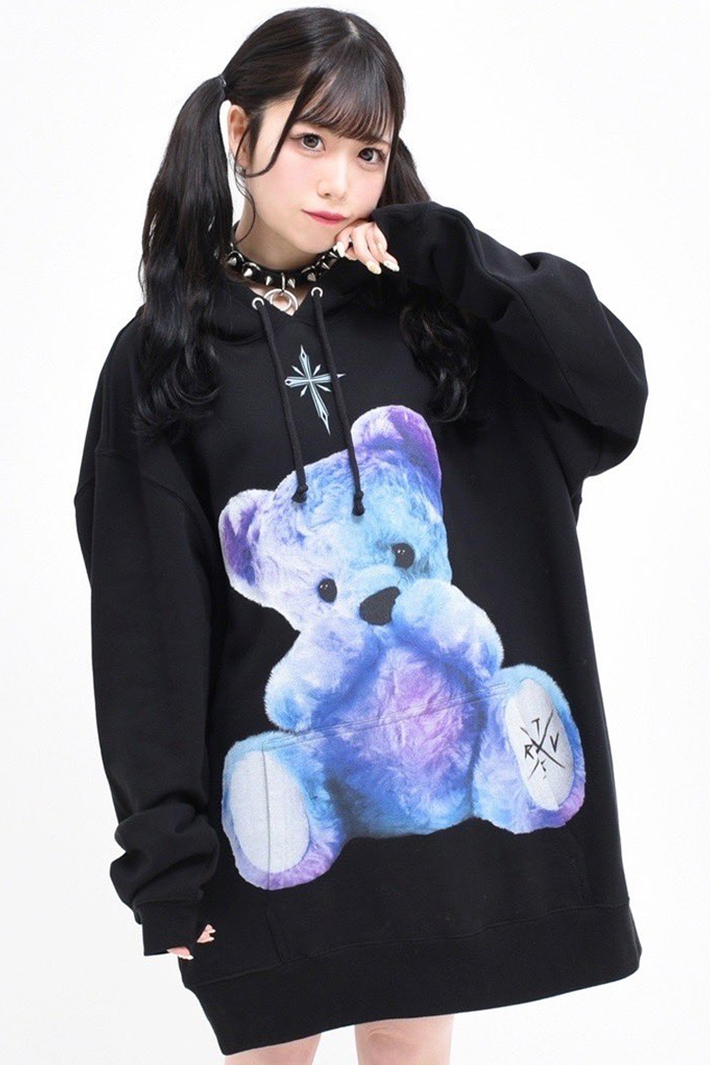 TRAVAS TOKYO【トラバストーキョー】Furry bear Hoodie Black×Blue