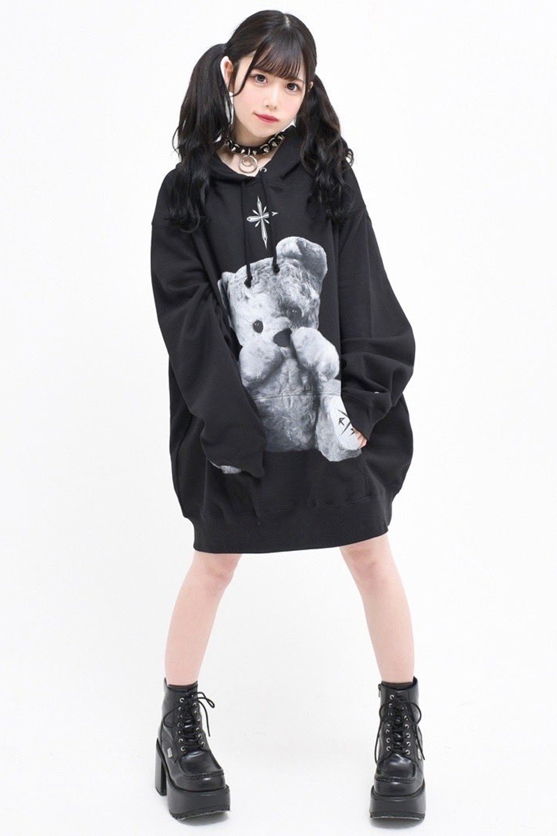TRAVAS TOKYO【トラバストーキョー】Furry bear Hoodie Black