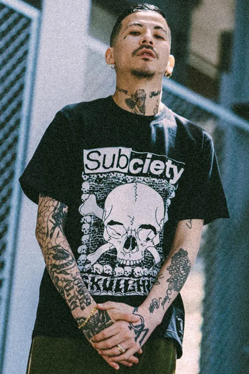 【予約商品】SKULLSHIT×Subciety　S/S TEE BLACK