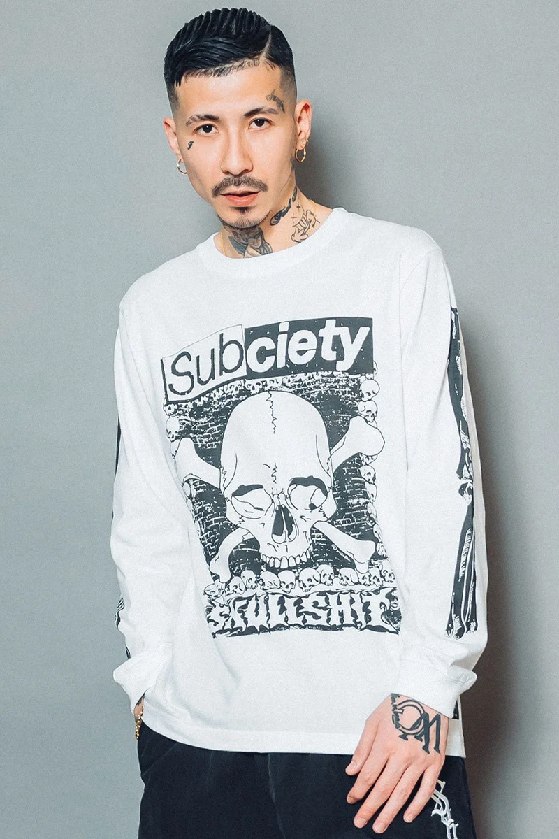 【予約商品】SKULLSHIT×Subciety L/S TEE WHITE