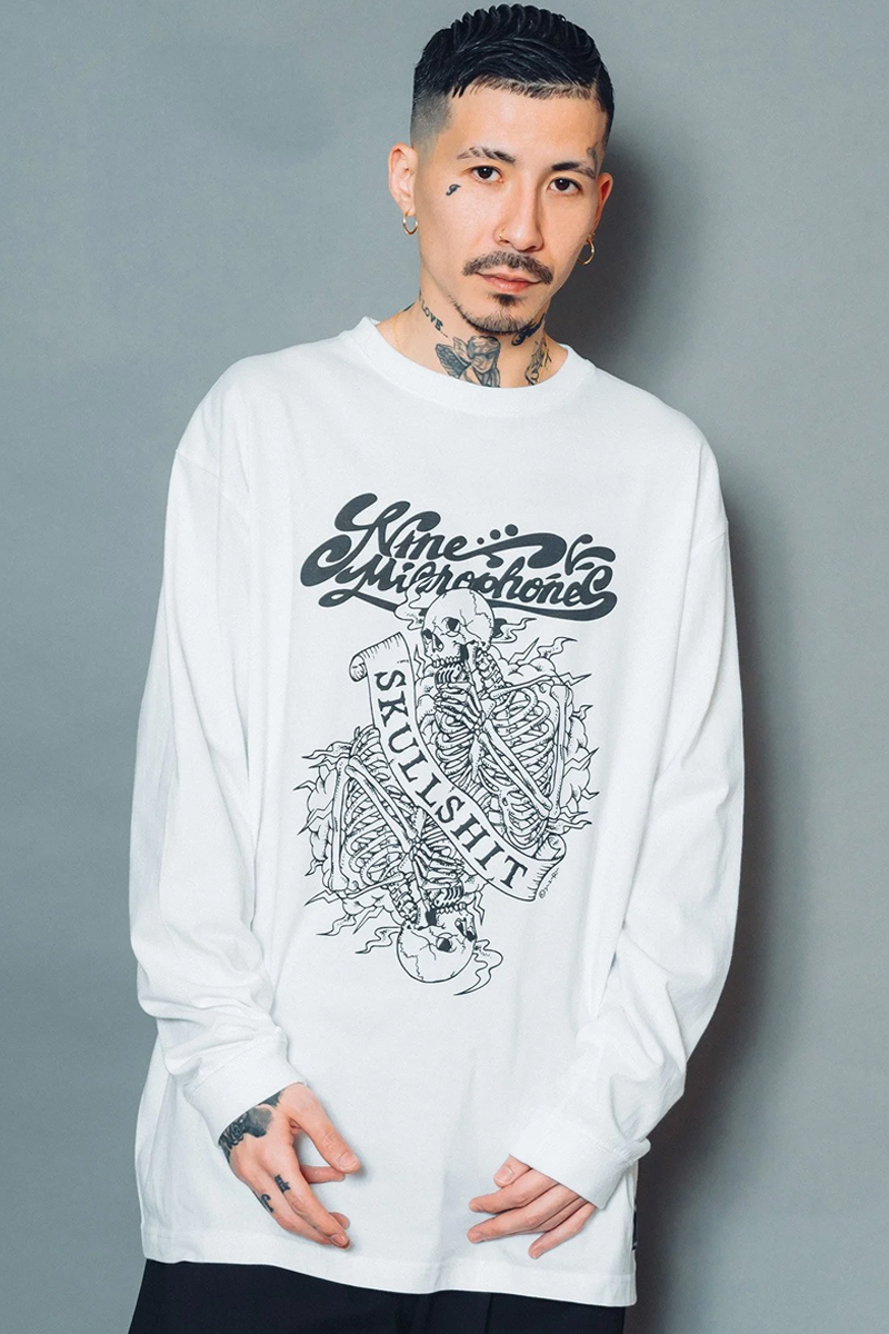 【予約商品】SKULLSHIT×NineMicrophones L/S TEE WHITE