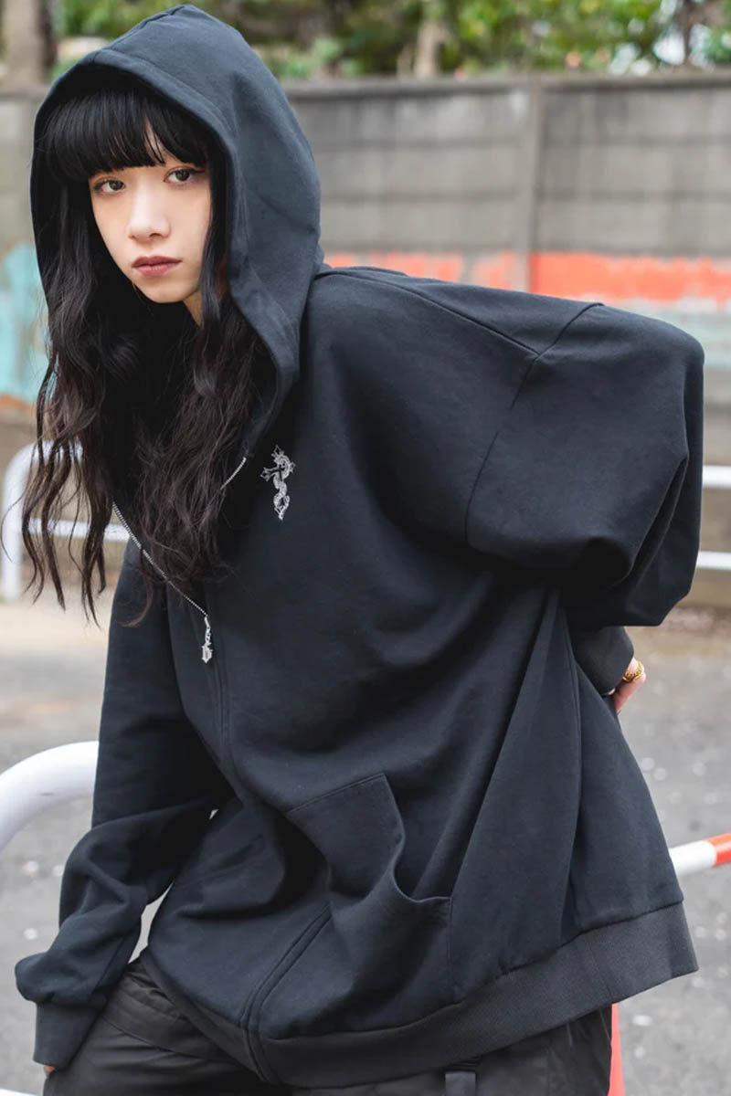 gibous (ギボス) logo snake cross parker - Black