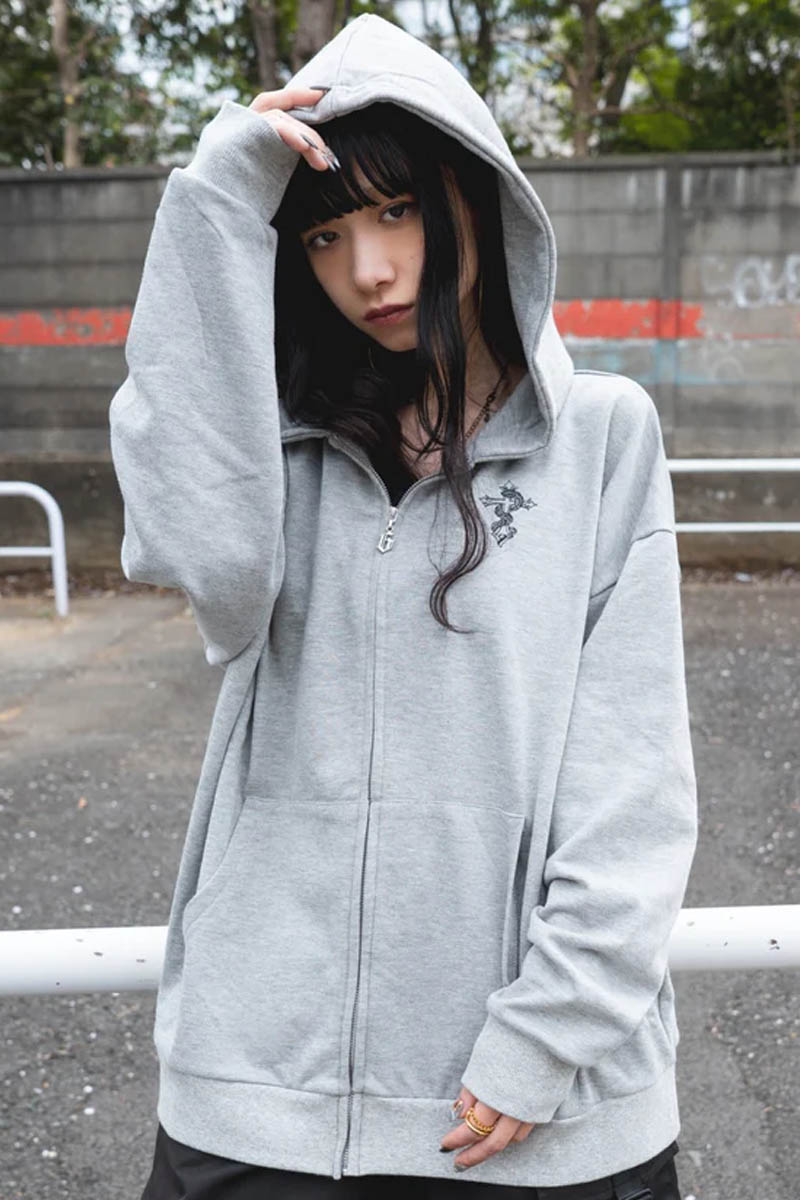 gibous (ギボス) logo snake cross parker - Gray