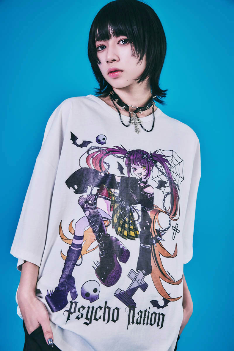 PSYCHO NATION(サイコ・ネーション) 寝田ルネ・パンクTEE - White