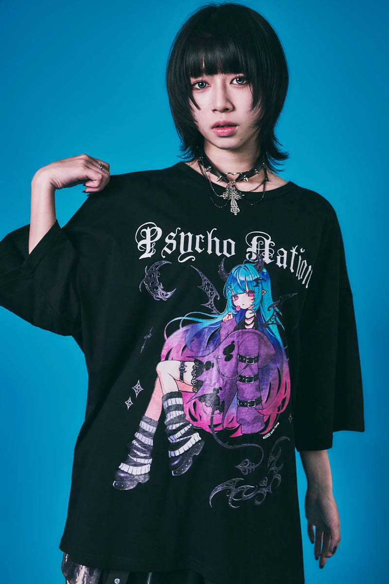 PSYCHO NATION(サイコ・ネーション) 寝田ルネ・デビル TEE - Black