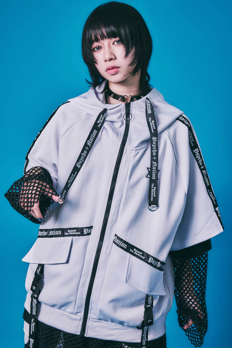 PSYCHO NATION(サイコ・ネーション) ロゴ・テープZIPパーカー - White