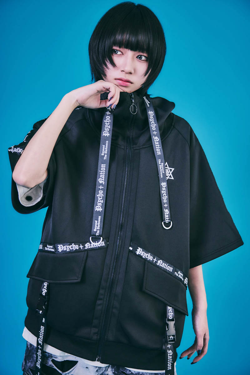PSYCHO NATION(サイコ・ネーション) ロゴ・テープZIPパーカー - Black