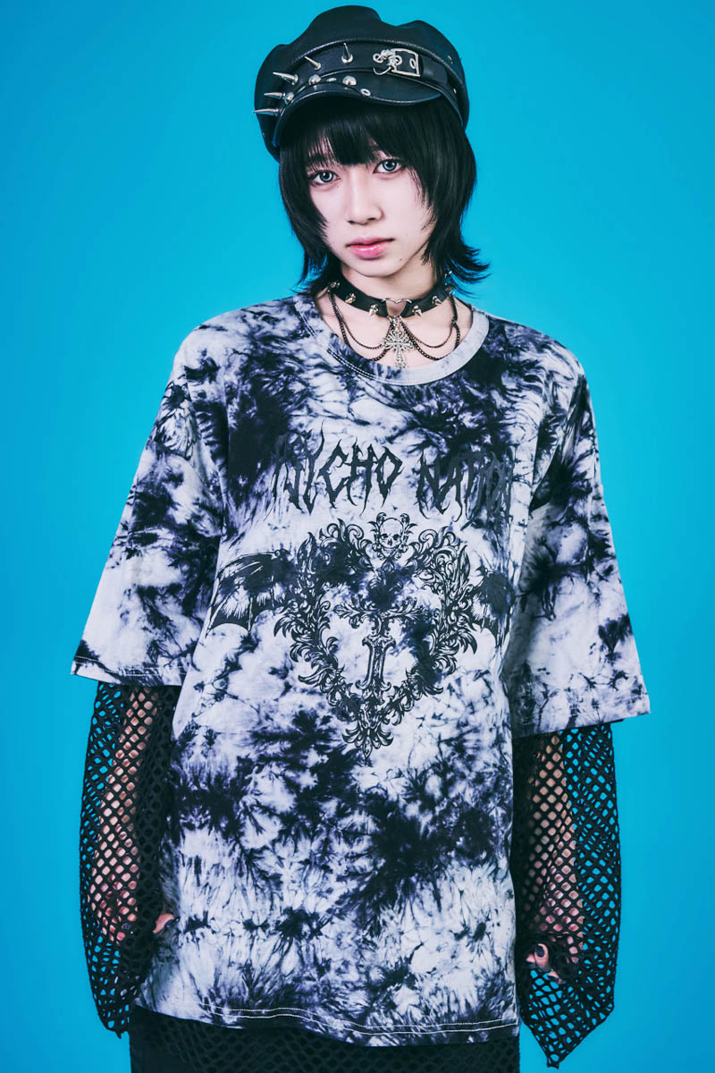 PSYCHO NATION(サイコネーション) メッシュ・アンサンブルTEE - Whiteタイダイ