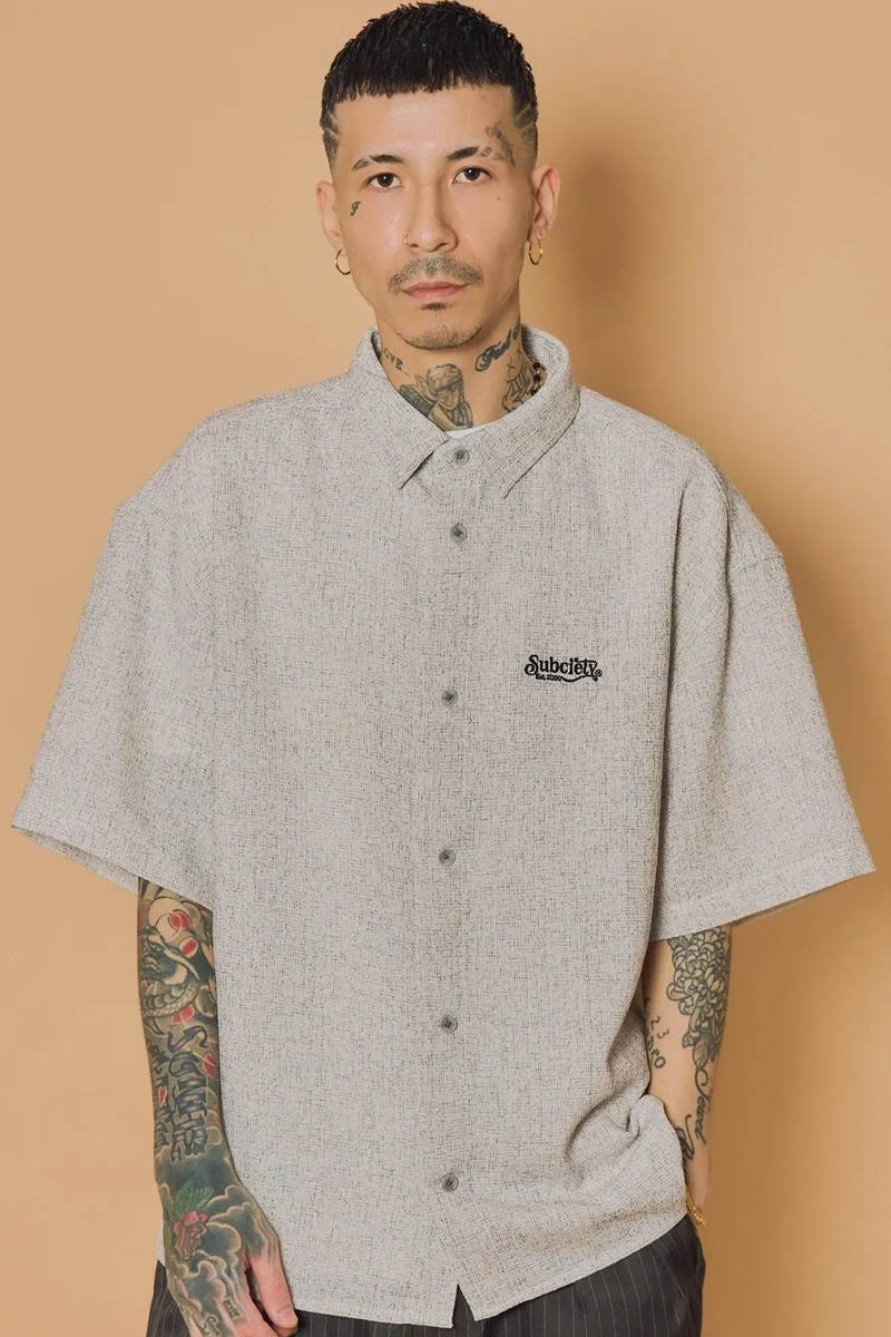 Subciety (サブサエティ) Summer tweed shirt - White