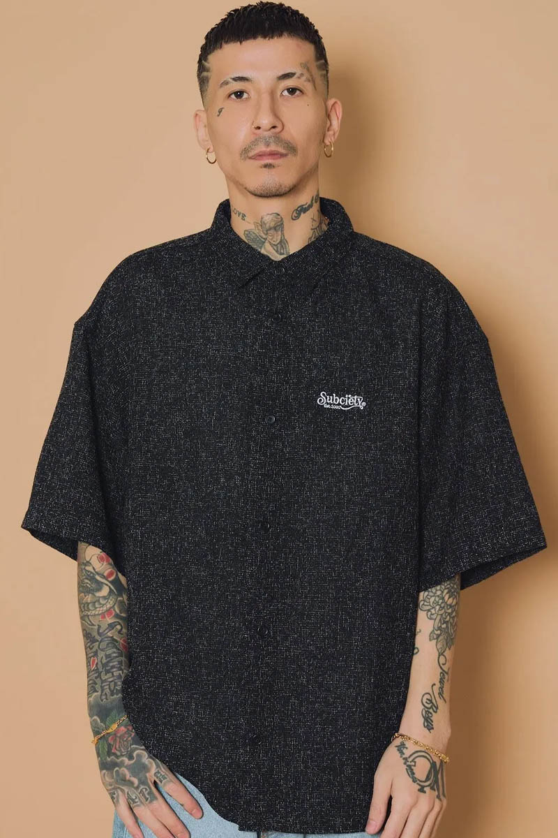 Subciety (サブサエティ) Summer tweed shirt - Black