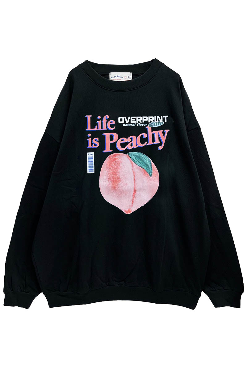 over print (オーバープリント) Peach sweatshirts like LS Tee black