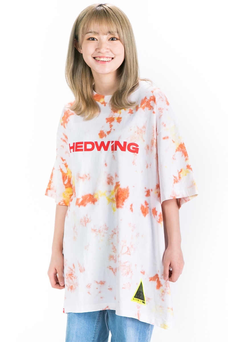 HEDWiNG (ヘドウィグ) Infection warning Tie-dye Big Silhouette T-shirt Orange