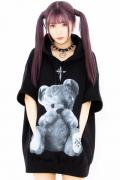 TRAVAS TOKYO Furry bear H/S hoodie【Black】