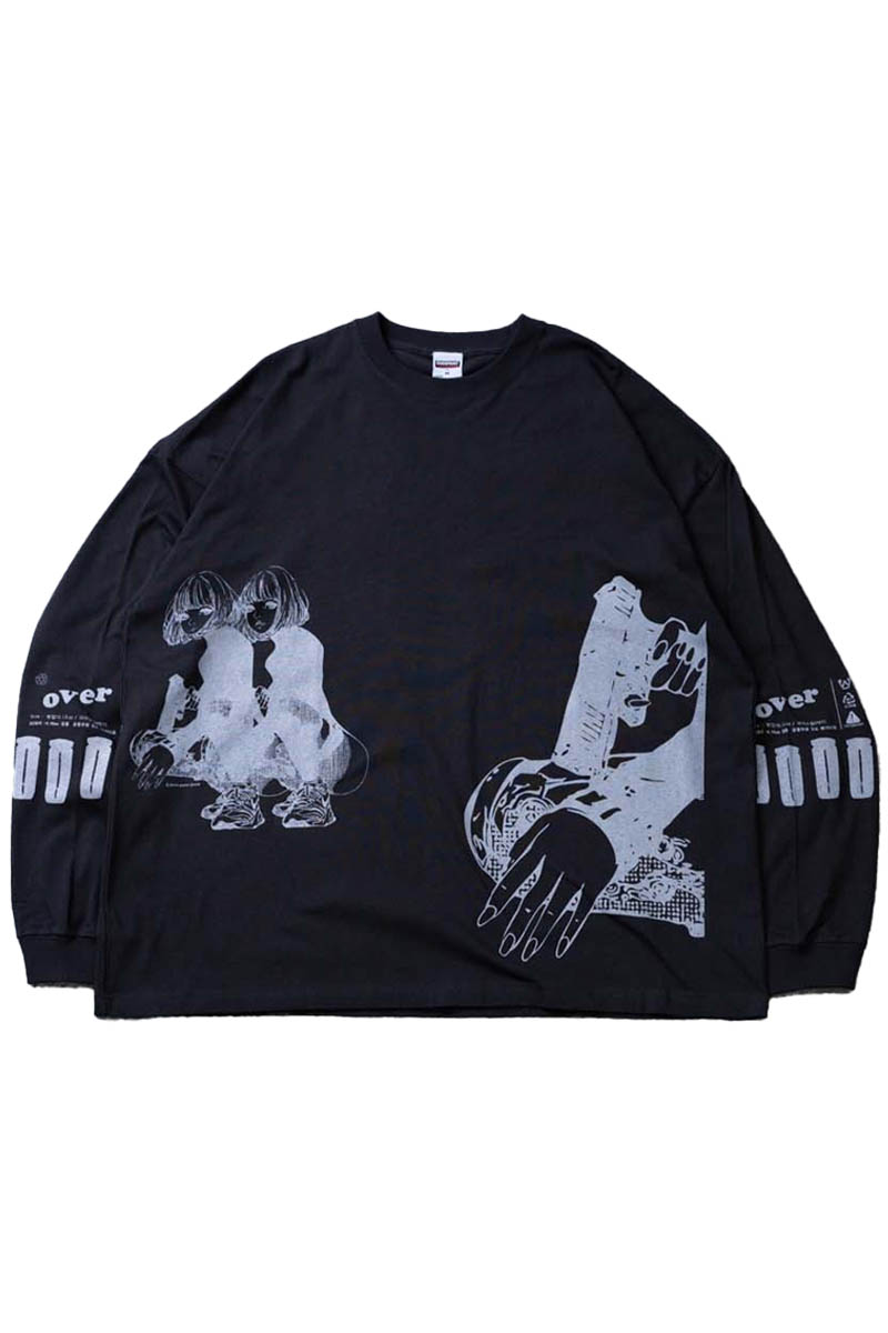 over print (オーバー・プリント) purupuru LS Tee - Chacoal