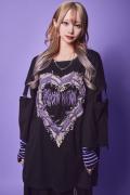 PSYCHO NATION(サイコネーション) カッティングショルダーTEE BLACKxPURPLE