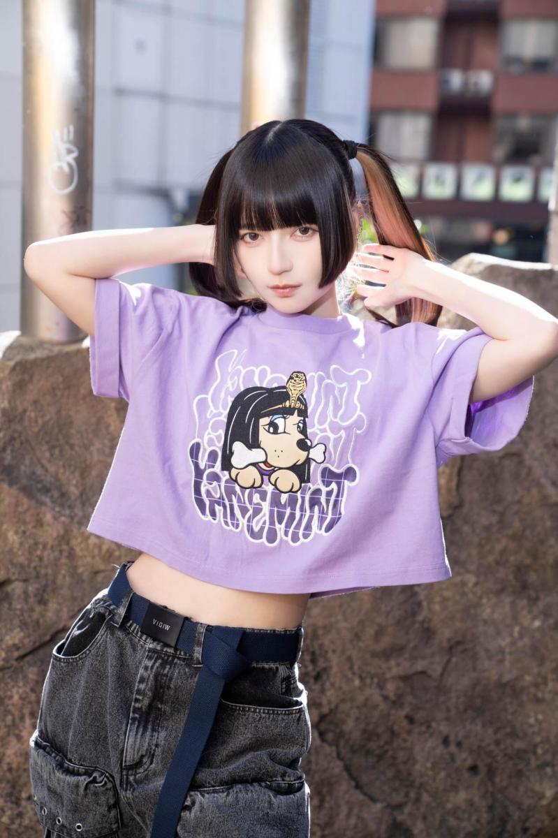 【予約商品】環やね × GALFY × GEKIROCK CLOTHING やねの犬チビTee -元カノに似てるって言うな- PURPLE
