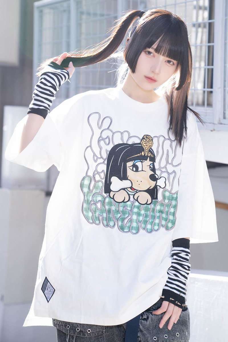 【予約商品】環やね × GALFY × GEKIROCK CLOTHING やねの犬Tee -ラブ&ピースの使者- WHITE