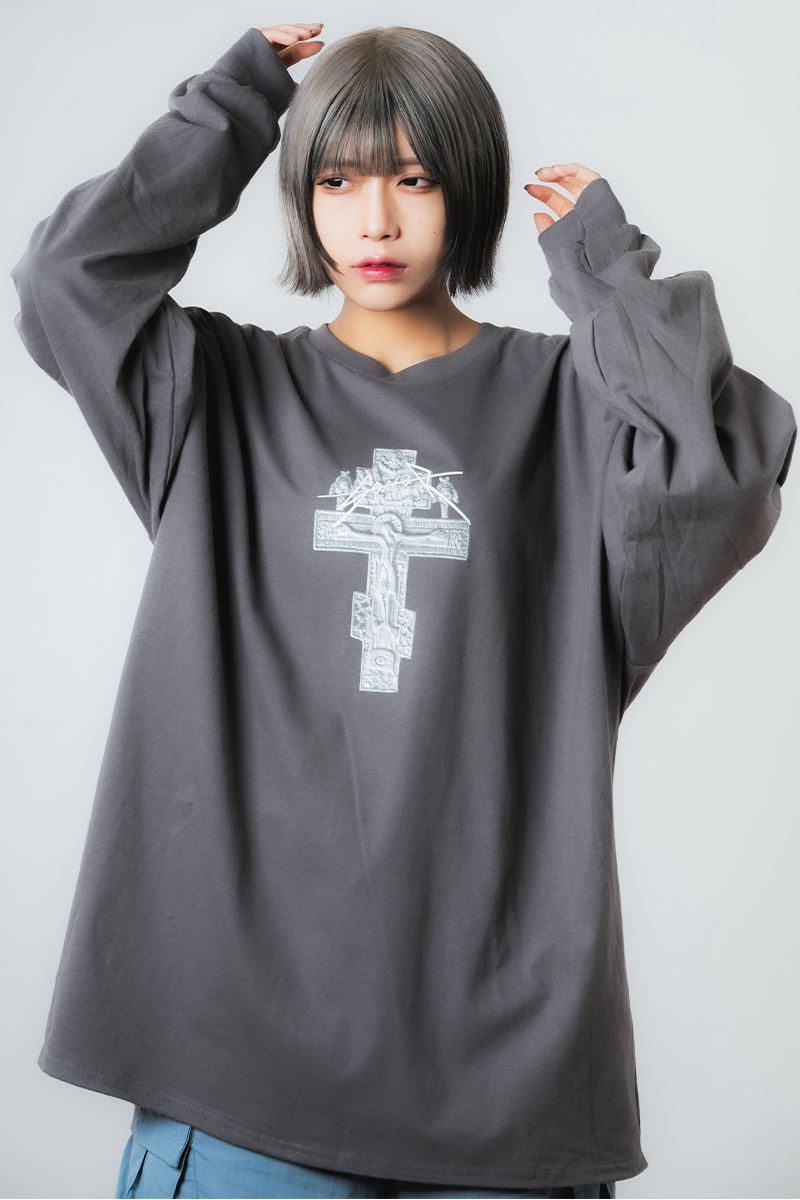 GoneR (ゴナー) Neon Cross L/S T-Shirts Charcoal
