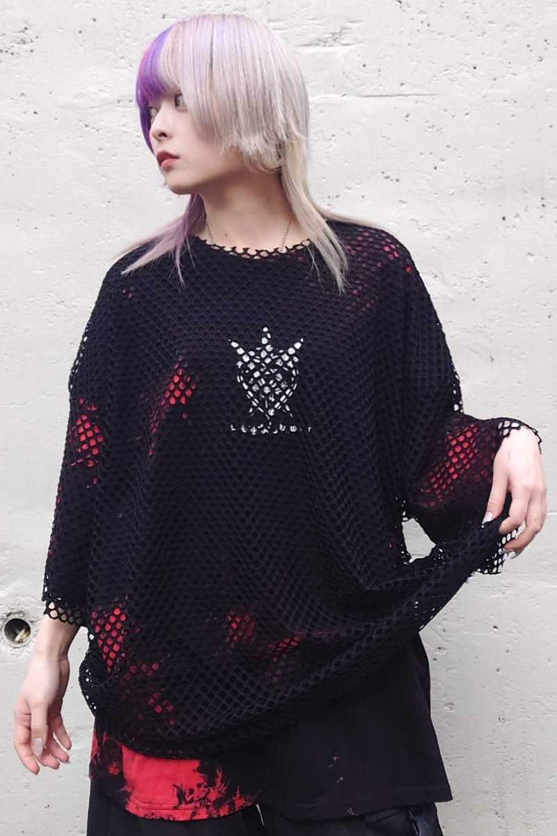 PSYCHO NATION(サイコネーション) メッシュアンサンブルTEE タイダイREDxBLACK