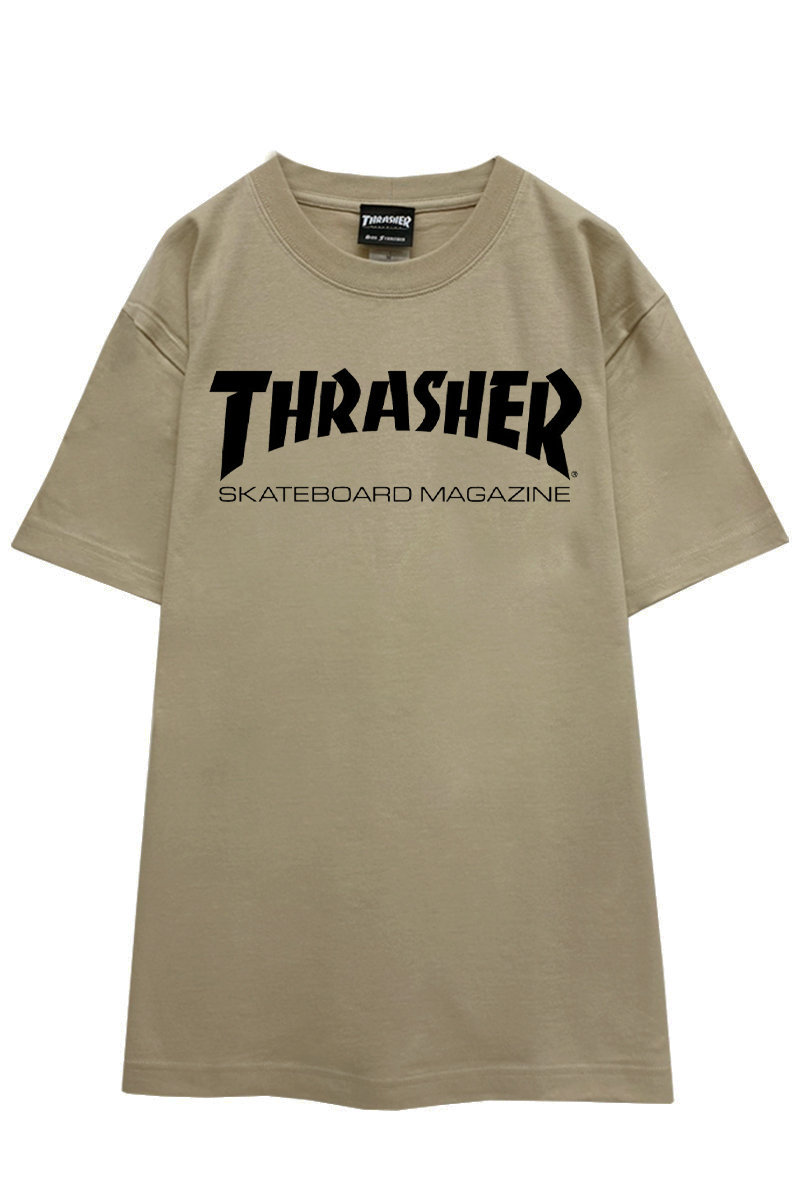 THRASHER (スラッシャー) TH8101 MAG LOGO S/S TEE KHARKI/BLACK