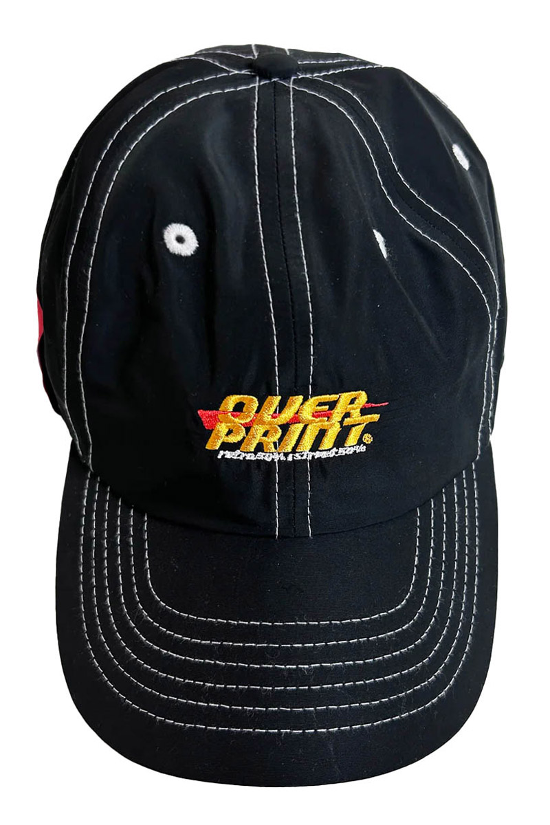 over print (オーバープリント) white stich cap A