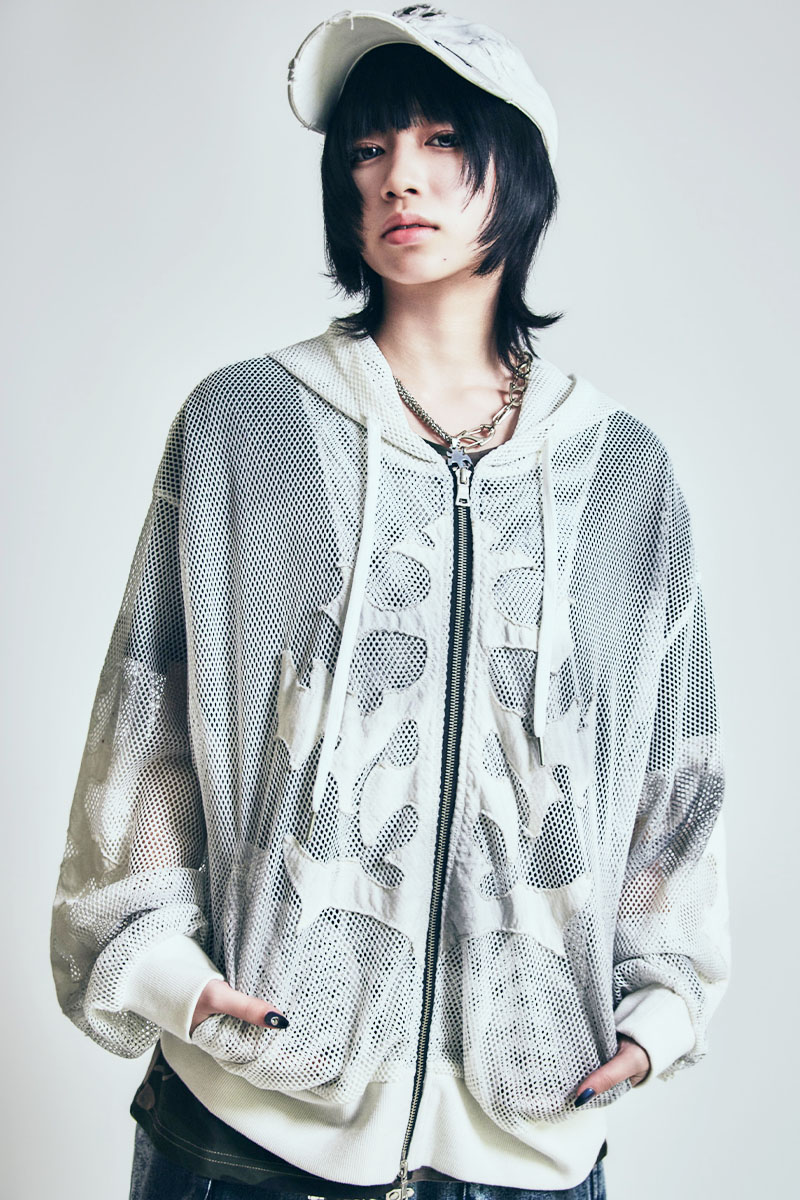 P.N UNDERGROUND(サイコ・ネーション・アンダーグラウンド) メッシュZIPパーカー - White