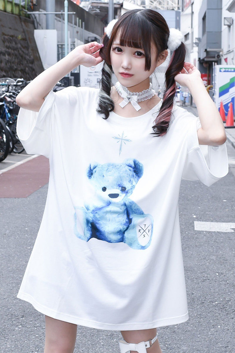 TRAVAS TOKYO THUNDER サンダー クマ 熊 Tシャツ ブルー