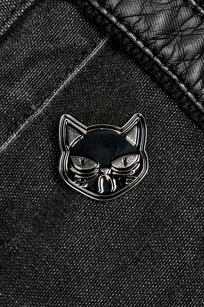 DISTURBIA CLOTHING Sad Cat Enamel Pin Badge