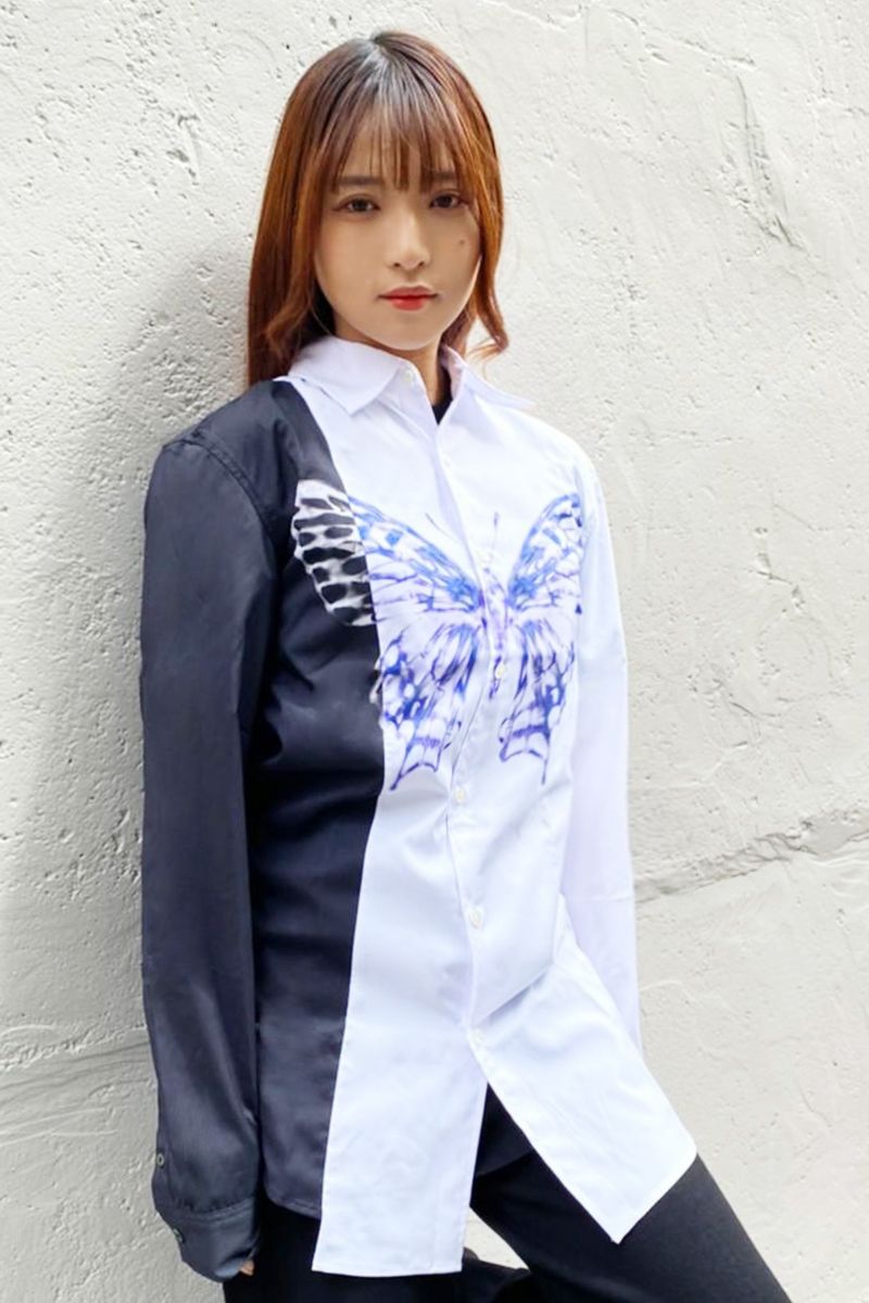 CIVARIZE【シヴァーライズ】バタフライ切り替えバイカラーシャツ White
