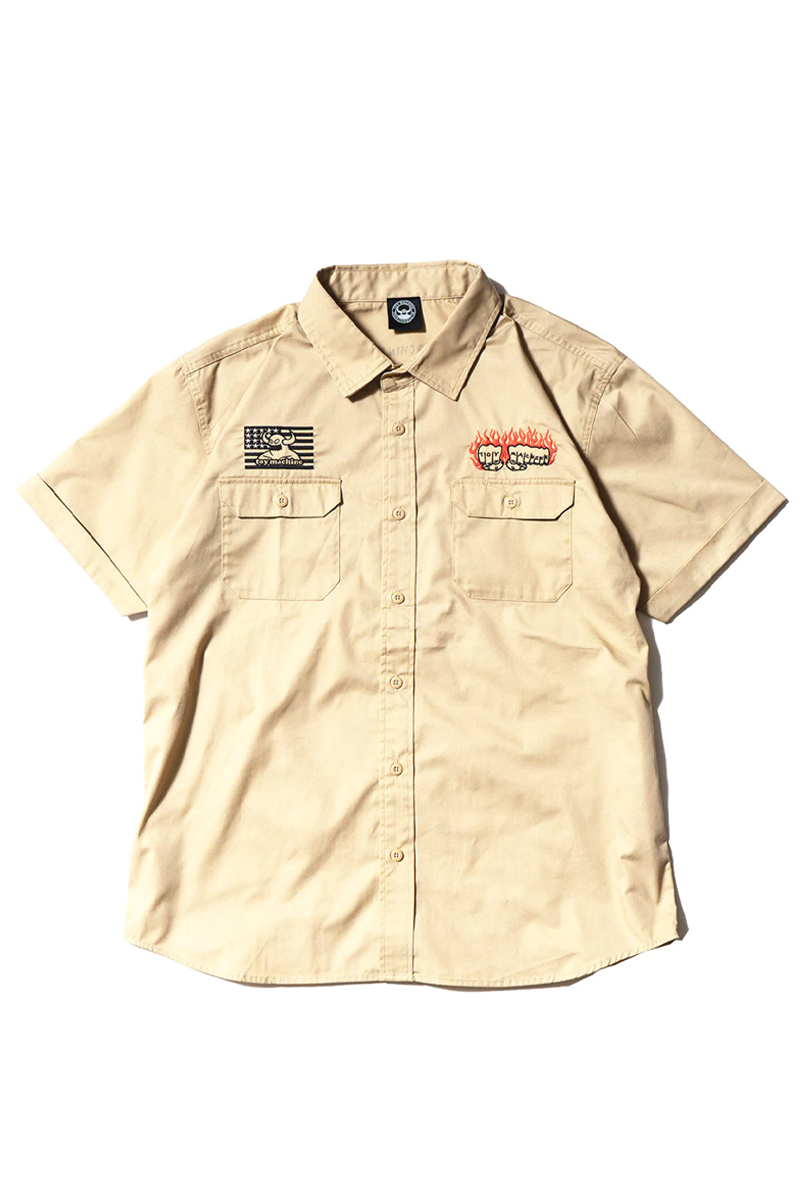 TOY MACHINE (トイマシーン) FIST WORK SHIRTS - BEIGE