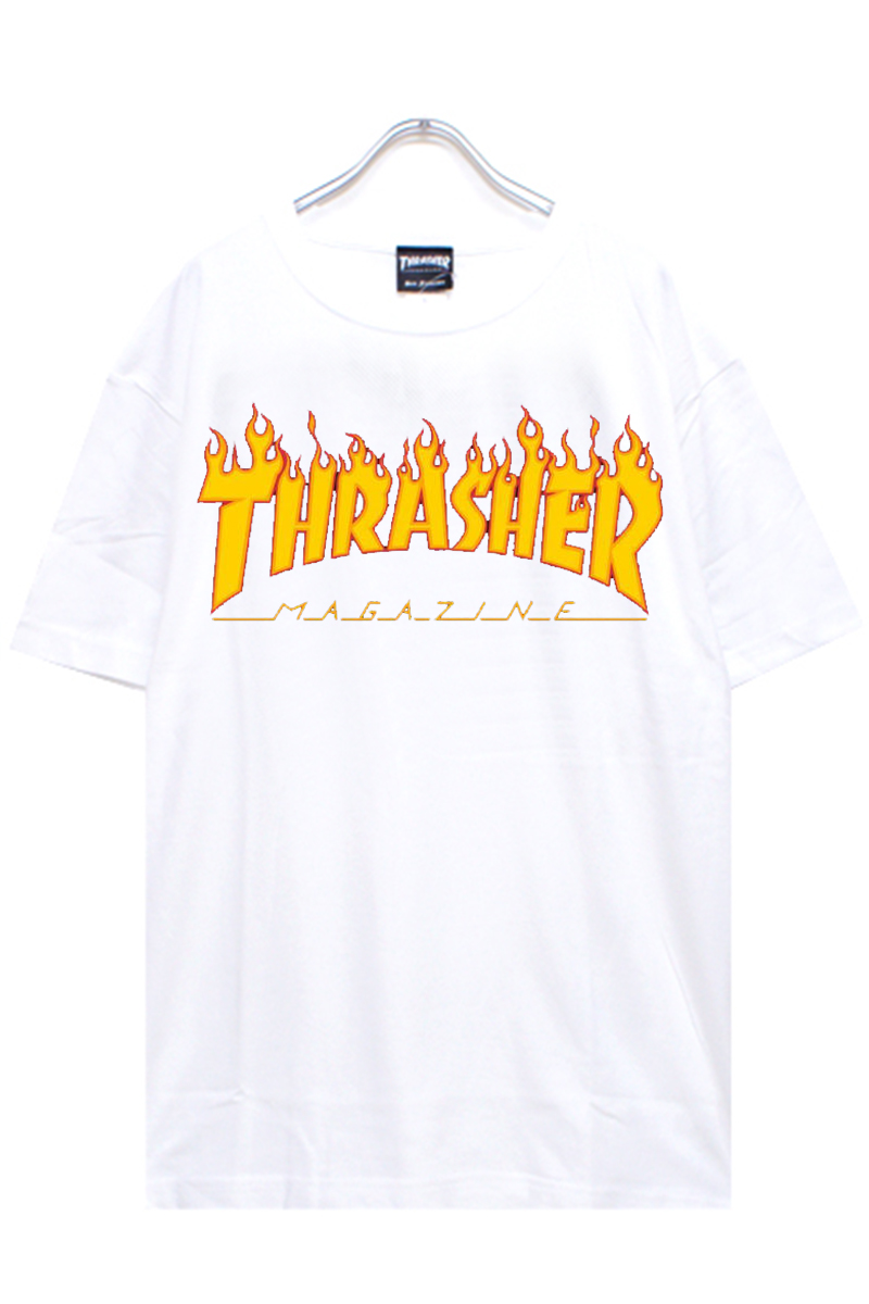 THRASHER (スラッシャー) FLAME LOGO S/S TEE WHITE