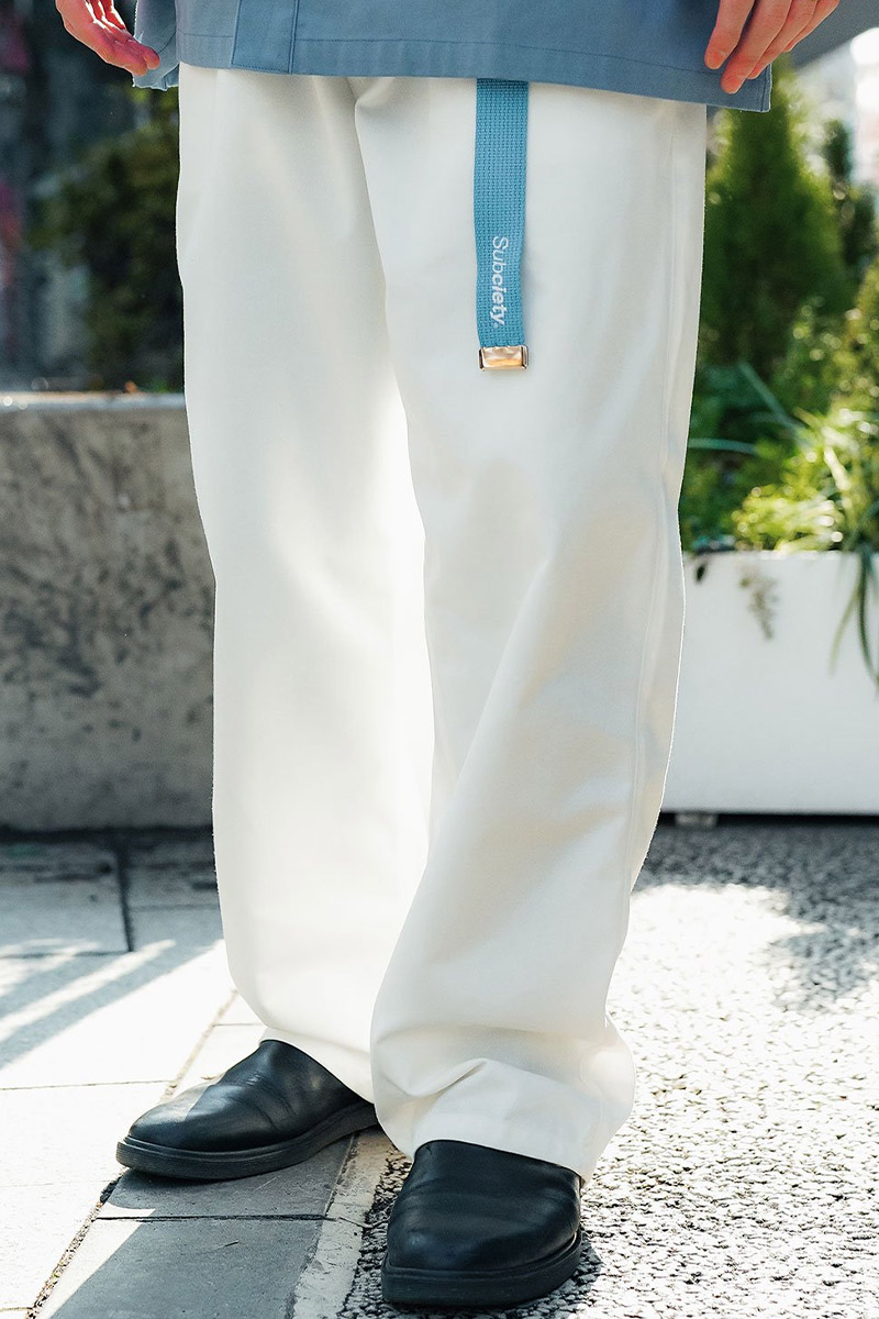 Subciety(サブサエティ) EMBROIDERY BAGGY PANTS WHITE