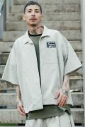 Subciety(サブサエティ) GINGHAM CHECK EMBLEM SHIRT KHAKI