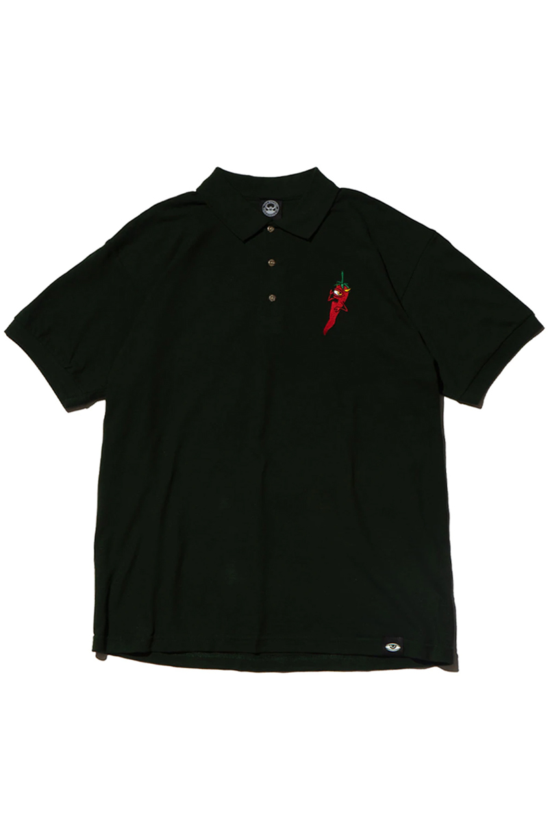 TOY MACHINE (トイマシーン) BIG PEPPER SECT EMBROIDERY SS POLO - BLACK
