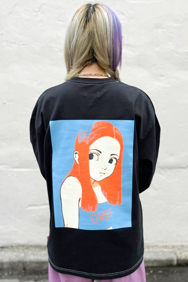 over print (オーバープリント) Y2K illustration LS Tee (black)