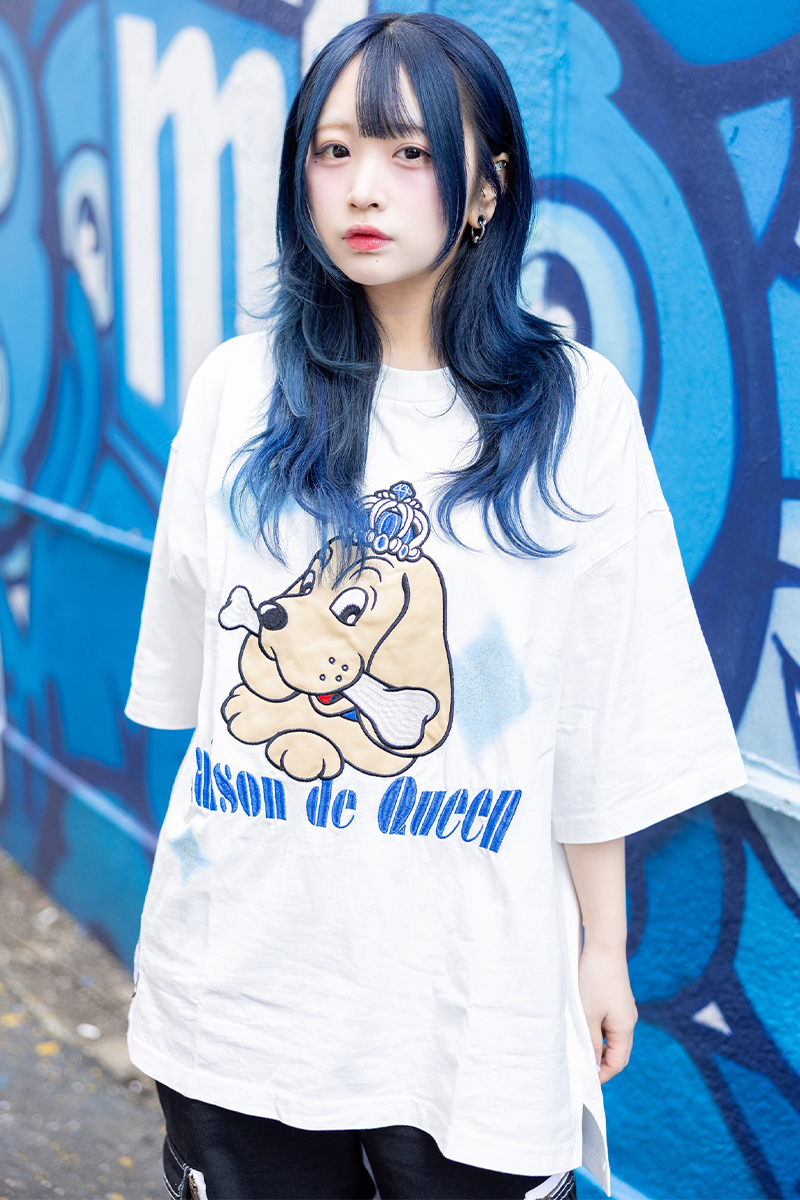 【予約商品】Maison de Queen×GALFY×GEKIROCK CLOTHINGコラボ・Tシャツ-Light blue