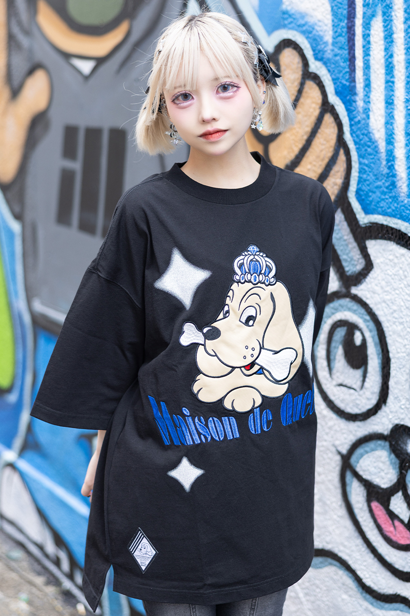 【予約商品】Maison de Queen×GALFY×GEKIROCK CLOTHINGコラボ・Tシャツ-White