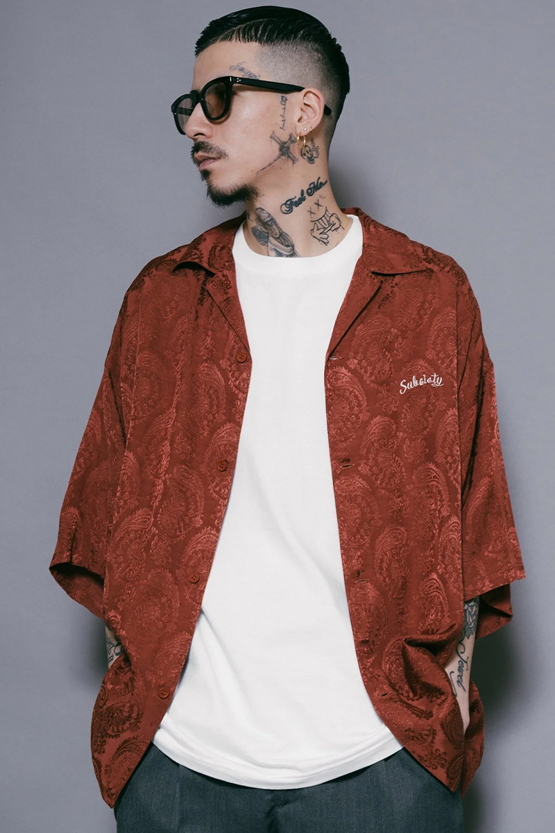 Subciety(サブサエティ) JACQUARD PAISLEY SHIRT ORANGE