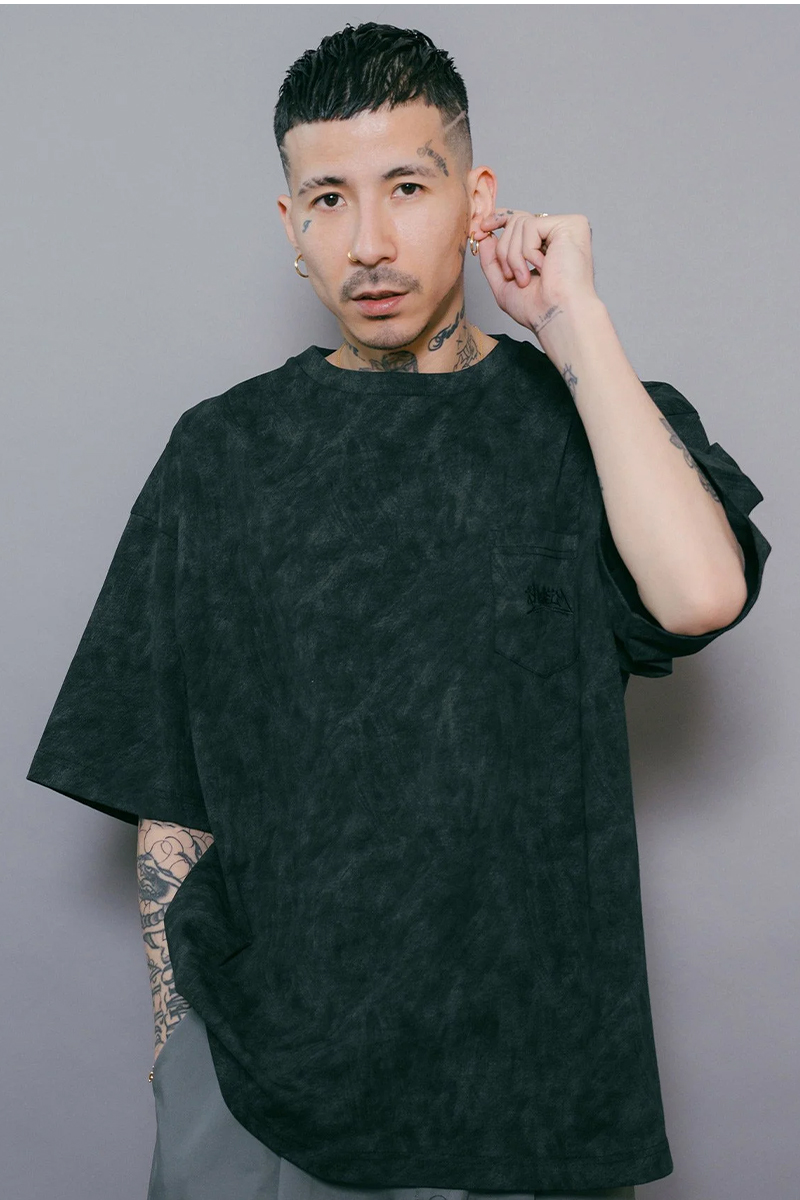 Subciety(サブサエティ) SCRATCHED PIGMENT TEE BLACK
