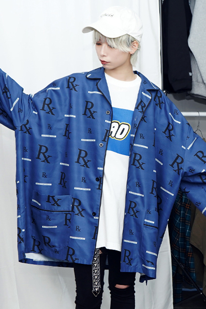 SLEEPING TABLET REVERIE [ PATTERNED PAJAMA SHIRTS ] NAVY