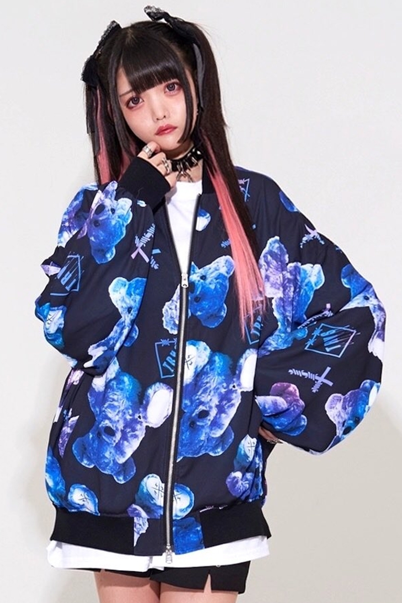 TRAVAS TOKYO Logo bears over size chiffon blouson 【Black TRAVAS TOKYO Logo bears over size chiffon blouson 【Black