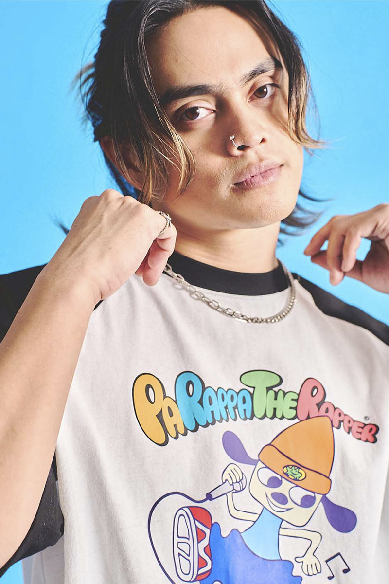 パラッパラッパー ダンシングパラッパロゴラグランTee BLACK