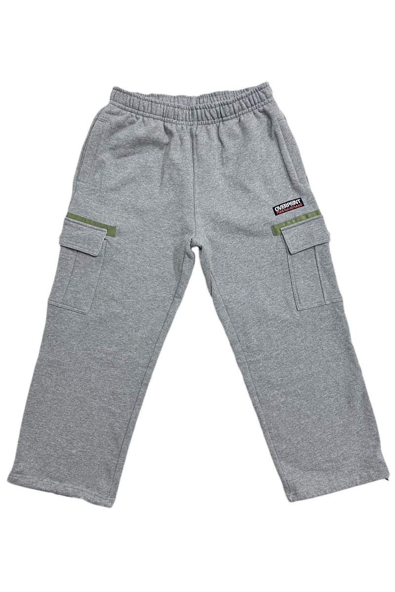 over print (オーバープリント) sweat cargo pants heather gray