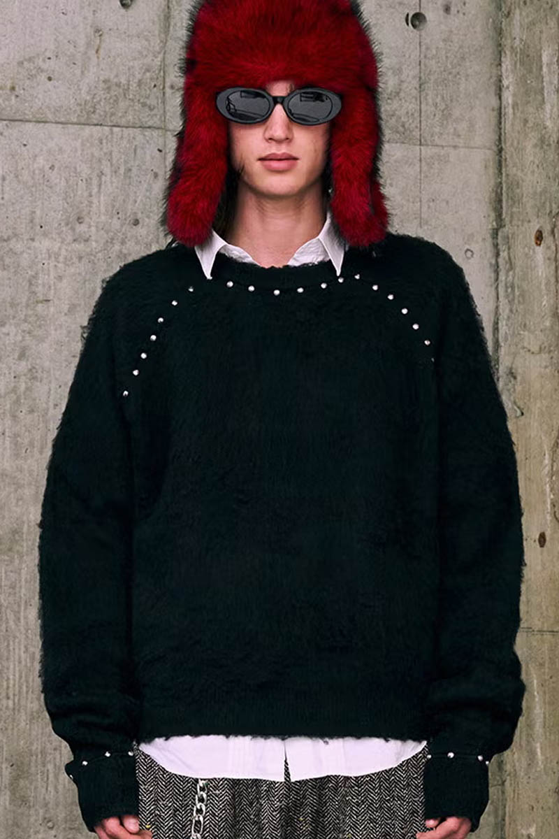 【予約商品】A Good Bad Influence ORIGINAL STUDSED MOHAIR KNIT - Black